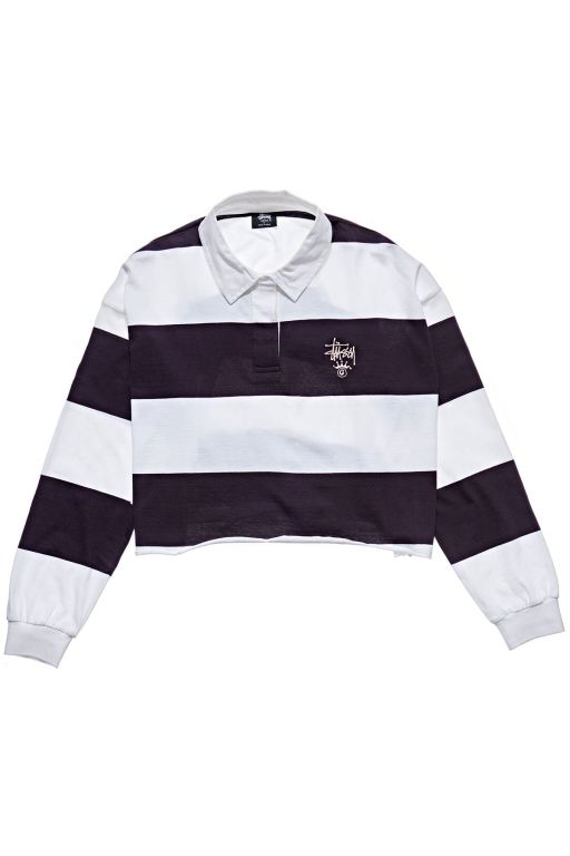 Stussy Womens Monaco Stripe Rugby Shirts Dark Purple - NROWL6452